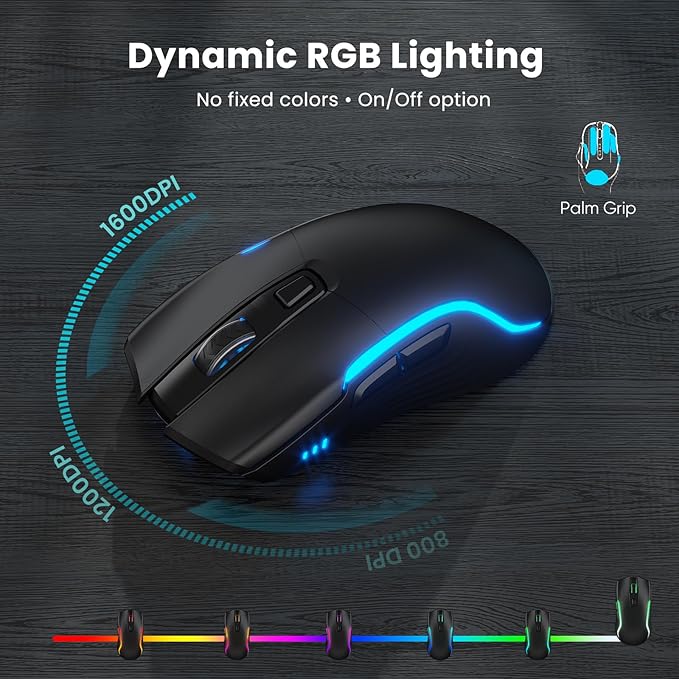 SABLUTE Wireless Keyboard and Mouse Combo, Rechargeable 4000mAh Light up Quiet Keyboard with Wrist Rest & Phone Holder, Ergonomic Silent Typing for PC/Mac/Laptop/Windows/Chrome OS