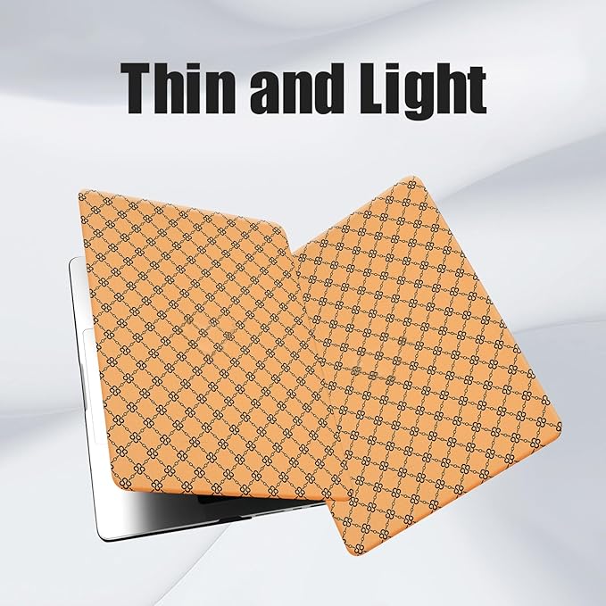 DTangLsm Compatible with MacBook Air 13 inch Case 2025-2022 M4 M3 M2 A3240 A3113 A2681, Luxury Checkered Textured Vintage Leather Retro Hard Shell Case for MacBook Air 13.6 inch+Keyboard Cover,Yellow