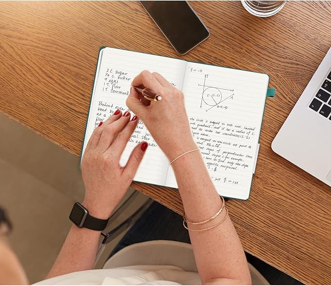 Hardcover Journals 200 Pages, Leather Lined Journal Notebooks, A5 College Ruled Thick Classic with Pen Loop Notebook Journals for Writing, for Men Women Office School, 5.75'' X 8.38'', Green