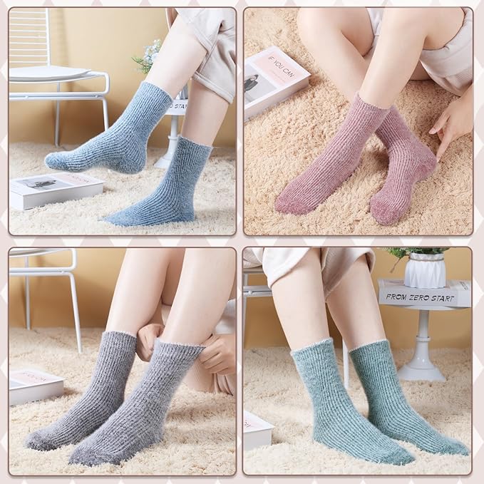 5 Pairs Fuzzy Soft Cozy Comfortable Socks for Women, Casual Sleep Comfy Socks, Perfect Warm Winter Gifts for Women