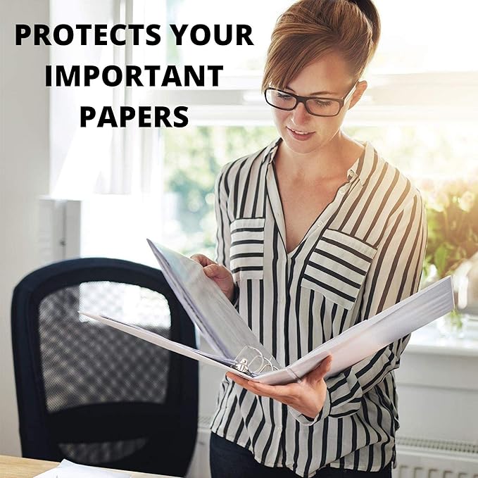 2 Pack of 5 Inch 3 Ring Binder with Locking Angle D Rings, Professional Heavy Duty Large Storage Binder with Pockets, Fits 8.5 x 11 Inch Sheets, Non-Stick Clear View Cover, Customizable, White