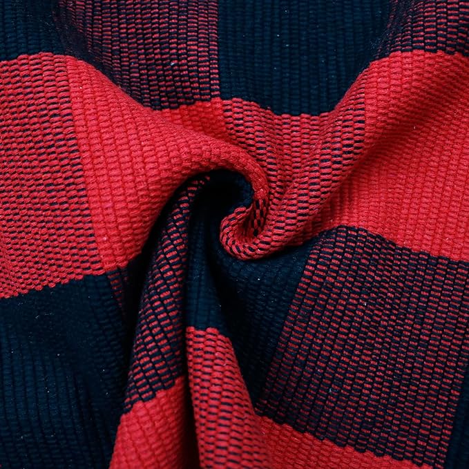 Christmas Plaid Outdoor Rug, 2' x 4'3'' Red & Black Check Indoor/Outdoor Area Rug, Layering Rug for Hello/Welcome Door Mat, Machine Washable Cotton Woven Rug for Farmhouse Front Porch, Entryway