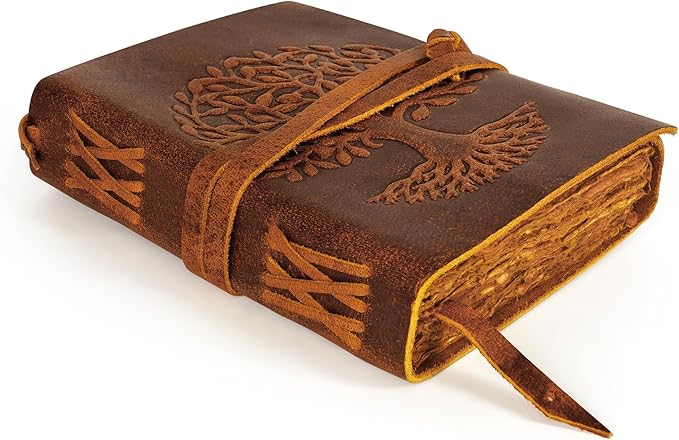 LUXEORIA Tree Of Life Leather Journal for Women and Men, Handcrafted Leather Journal for Writing Womens, Sketchbook, Travel Diary with Unlined Deckle Paper, Tan 5x7