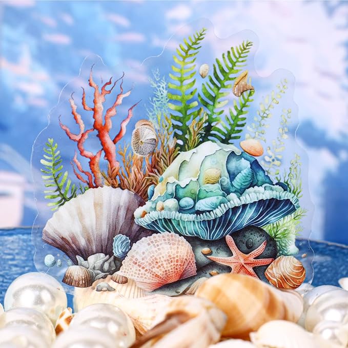 90 Pieces Ocean World Themed PET Sticker, Jellyfish Turtles Whales Dolphins Seahorses Sticker for Scrapbook DIY Crafts Planner Water Bottles Laptops