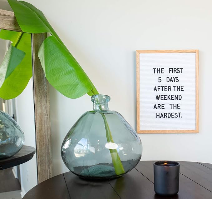 Felt Like Sharing Large Letter Board (White Felt - 12”x16”) – Changeable Message Board with 3 Sets of Felt Board Letters – Statement Wall Sign for Quotes, Home or Holiday Decor In Oak Frame