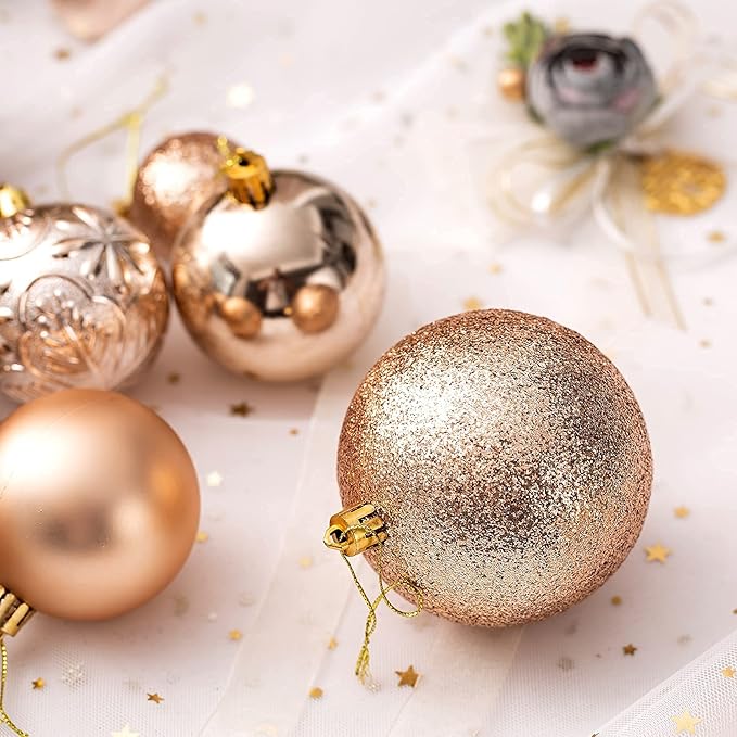 Christmas Ornaments for Xmas Trees,Champagne Shatterproof Christmas Ball Ornaments