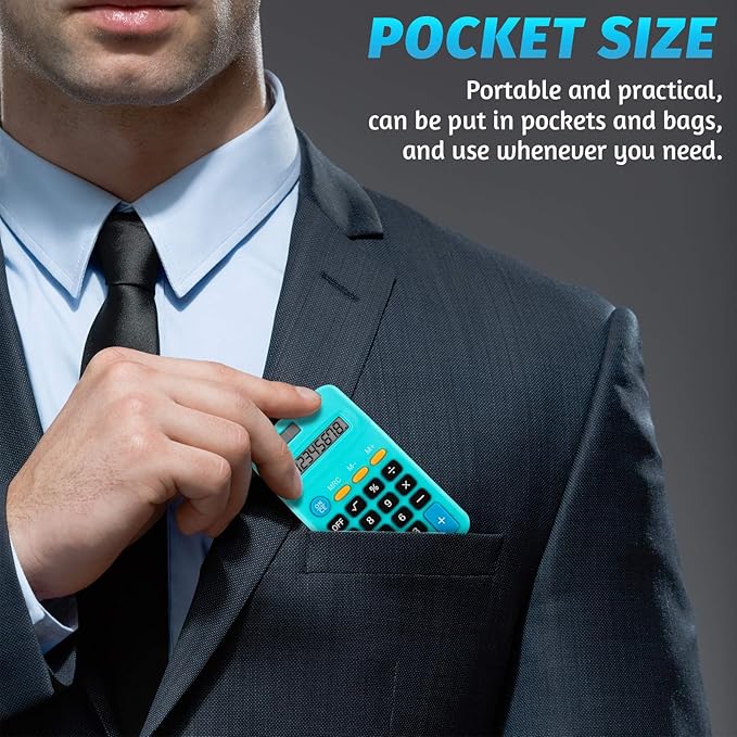 Weewooday 36 Pieces Pocket Size Calculator 8 Digit Basic Solar Battery Dual Power Mini Calculator for Desktop Home Office School Students Kids, 6 Colors