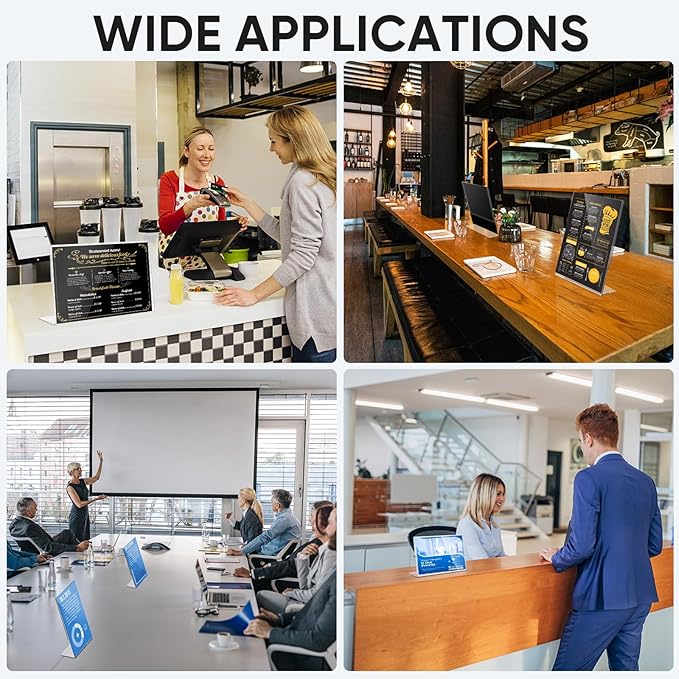 TICONN 5.5 x 8.5 Acrylic Sign Holder, L Shape Clear Sign Stand for Displaying, Plastic Paper Holder for Office, Store, Restaurant (Vertical 6 Pack)