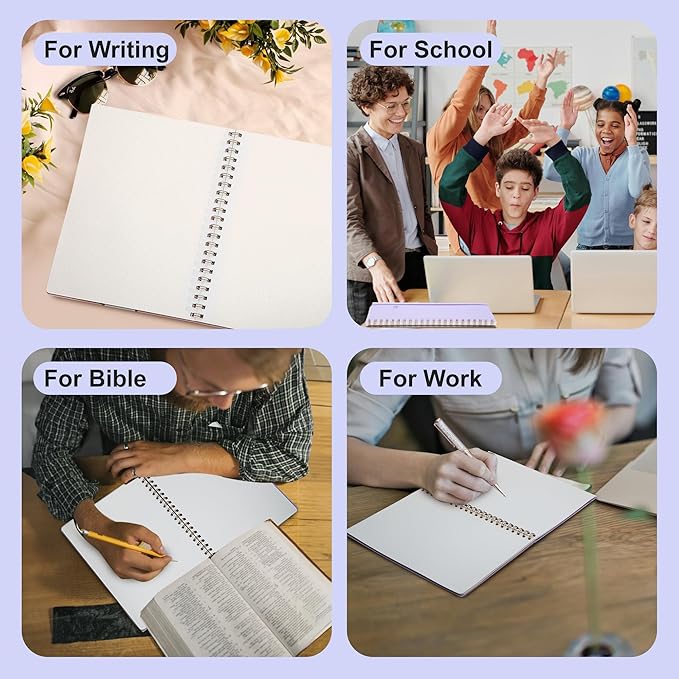 Yoment Bullet Dotted Journal Spiral Notebook 8.5 x 11 A4 Large Dot Grid Notebooks, 100 GSM Thick Dot Paper, Journaling Notebooks for Work School Sketching, A4 Purple