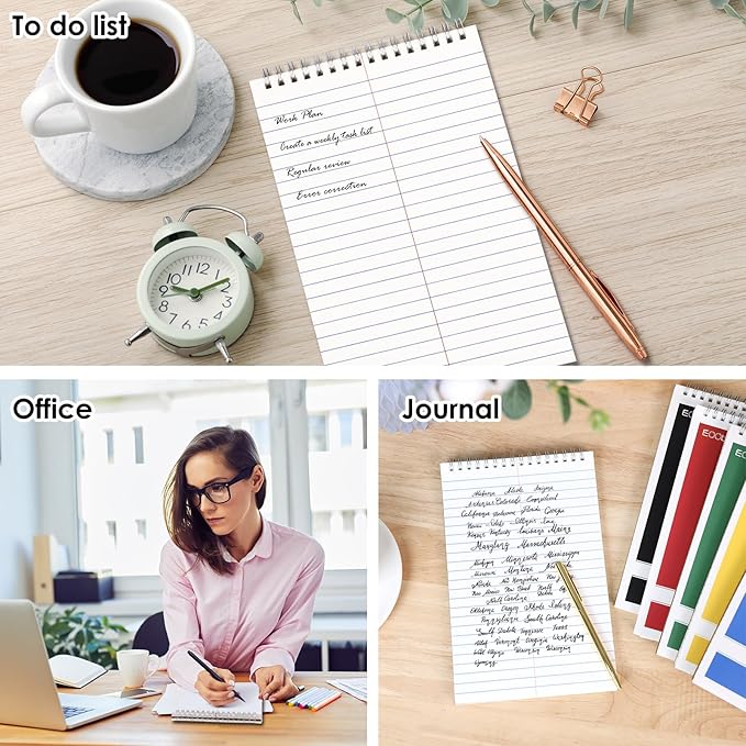 LABUK 15 Pack Steno Pads 6x9 Inches 80 Sheets Spiral Steno Notebooks Gregg Rule, Pocket Notebooks Colorful Covers with Top Spiral Pads for School, University, College, Work, Office