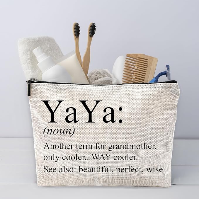 Sufamb Yaya Makeup Bag - Grandma's Birthday & Mother's Day Gift - Small Cosmetic Pouch for Purse