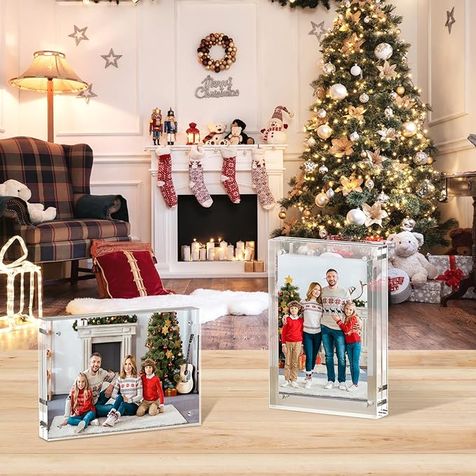 5x7 Acrylic Picture Frames 1 Pack, 10+10MM Premium Acrylic Photo Frame Magnetic Picture Frames Clear Double Holder-Sided, Free Standing Desktop Display, Best Gift for Family, Baby, Friend