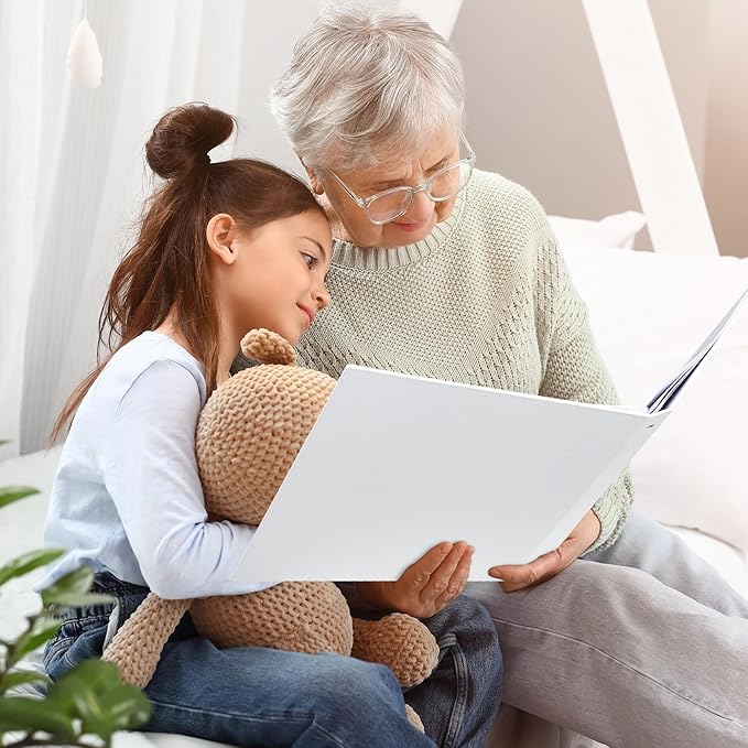 Vienrose 12x12 Inch Scrapbook 3 Ring Binder Photo Album, Linen Cover DIY Scrapbooks with 30 Sheets Plastic Sleeves and 60 Pages Scrap book White Inner Pages for Wedding Baby Travel White