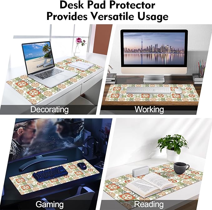 Galdas Gaming Mouse Pad XXL XL Large Long Extended Big Mousepad Non-Slip Rubber Keyboard Mouse Pad with Stitched Edges for Laptop Home Office (31.5x11.8x0.08 Inch) … (Checkered Flower)