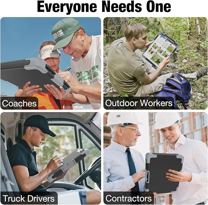 Sooez Toughest Clipboard with Storage, Internal Pen Pouch Included, Letter/ A4 Size, Shockproof Heavy Duty Plastic Clip Boards 8.5x11”, High Capacity Clipboards Box Case for Contractor Trucker Driver