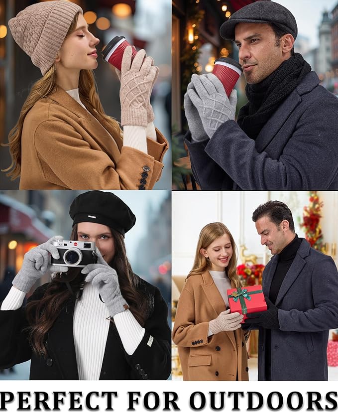 REACH STAR 2 Pairs Winter gloves for women Touch screen Elastic Thermal knit Lining Warm Gloves for Cold weather