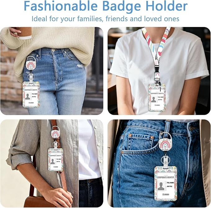 Be Kind Badge Holder Reel Lanyard,ID Card Badge Holder Retractable Name Tag Clips for Doctor Nurse Teacher Office Student Office Gift