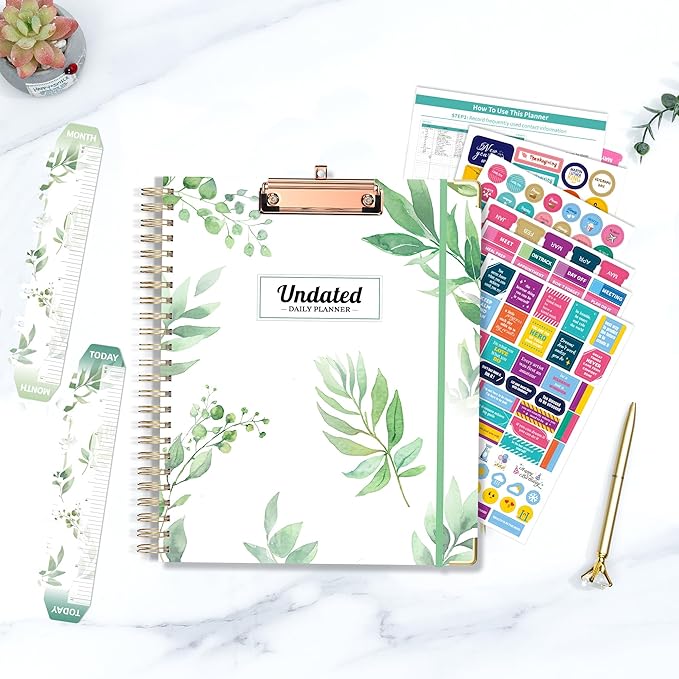 Ospelelf Undated Spiral Bound Planner Daily, Weekly and Monthly Planner 2025-2026, Work Planners 12 Month 8.5 x 11