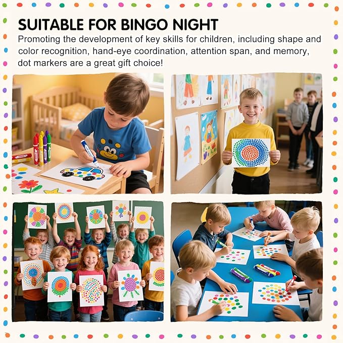 HNSHAG 120pcs Art Bingo Daubers, 15 Colors Washable Dot Markers, Bulk Preschool Art Supplies Paint Craft Kit for Kids, Ideal for Toddler Art and Crafts Painting Supplies Drawing Coloring