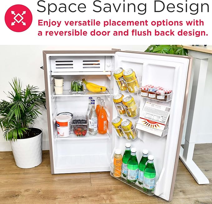 Frigidaire Retro Compact Fridge with Chiller, 3.2 cu ft Countertop Fridge with Built-In Bottle Opener, Compact Refrigerator for Office, Bedroom, Dorm Room or Cabin - 16.5" D x 19" W x 31" H (Coral)