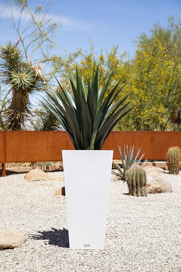 Veradek V-Resin Indoor/Outdoor Taper Planter, Set of 2 (30 inch, White)