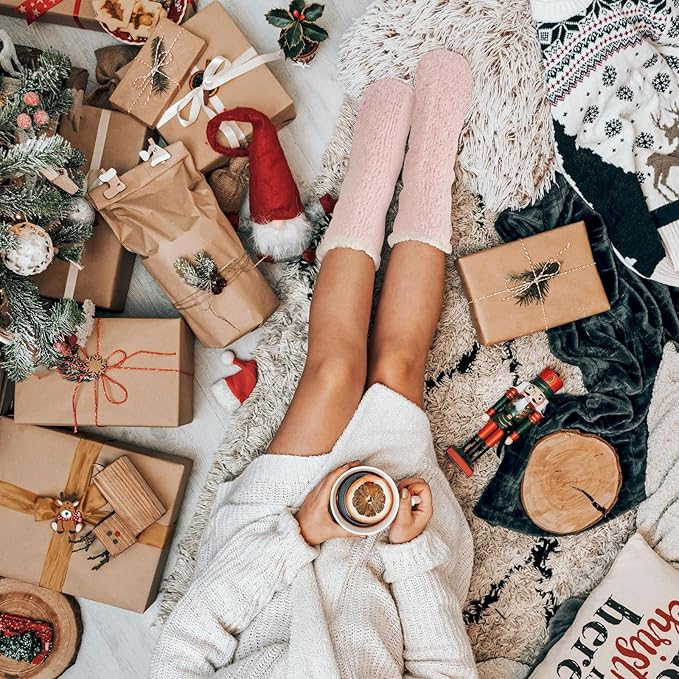 COOPLUS Fuzzy Socks for Women Warm Fluffy Cozy Winter Soft Home Slipper Socks (5 Pairs)