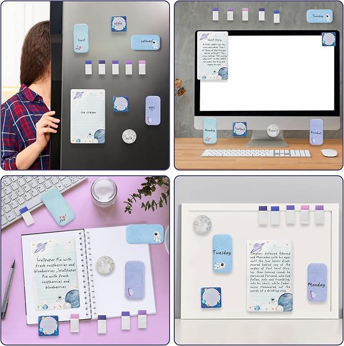 Xqumoi The Sky is The Limit Sticky Notes Set, 550 Sheets, Outer Space Galaxy Planet Pattern Self-Stick Notes Pads Divider Tabs Bundle Writing Memo Pads Back to School Office Supplies Small Gift