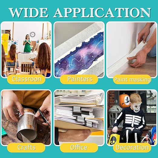 GEYYANG White Masking Tape Bulk 10 Pack, 2 inch White Painters Tape for Painting, Crafts, Home & Office, Multi-Surface Adhesive Artist Tape (1.88inch x 55yards x 10 Rolls)