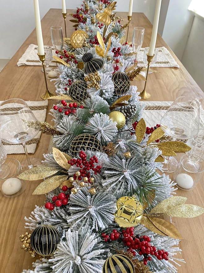 4" Christmas Ball Ornaments Set 12PCS Large Shatterproof Plastic Ornaments Christmas Tree Ball Hanging Ornaments for Xmas Tree Wedding Party Holiday Decorations - Black, Gold