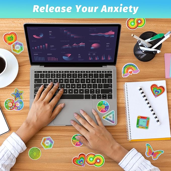 48 Pcs Sensory Strips Set – Anxiety Sticker Kit with Different Textures, 2 Textured Surface Tactile Stickers for Teens & Adults – Stress Relief Classroom Must Haves, Anxiety Relief Items