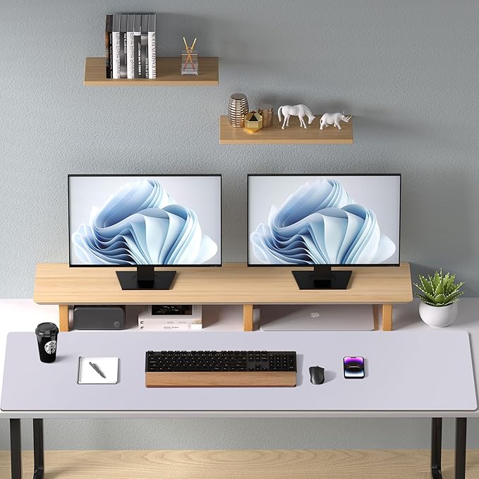 Aothia Large PU Leather Desk Pad Protector – Non-Slip Mouse Pad & Writing Mat for Office/Home, Waterproof, Easy to Clean (Smoky Lavender, 48" x 17")