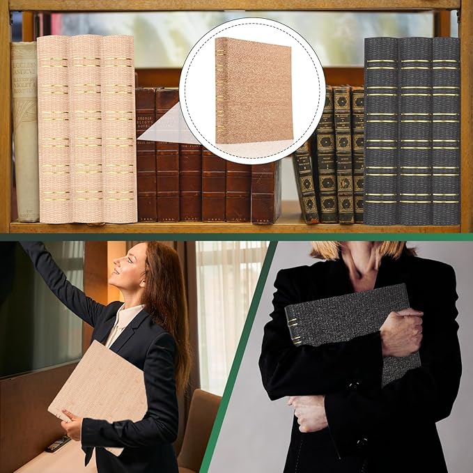 Vintage Hardback 3 Ring Binder 1 Inch, Professional Leather Binder 3 Ring, Textured Three Ring Binders Fits 8.5" x 11", D Ring Binders for Photo Album, Home, School and Office Supplies- Beige