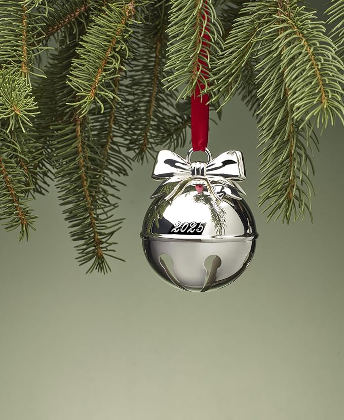 Lenox 897124 2025 Jingle Bell Silverplate Ornament, Christmas, Holiday Decorations