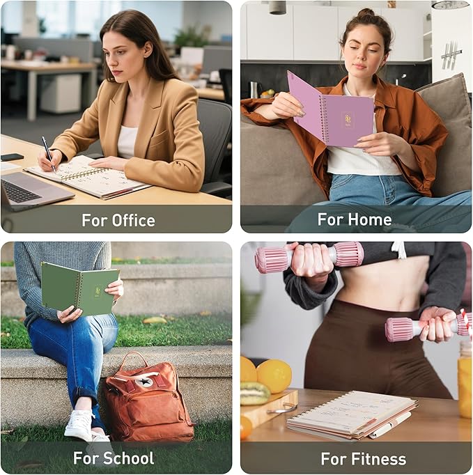 RETTACY 2026 Planner, Weekly and Monthly, Medium Size (5.7" x 8.3"), Jan - Dec 2026, Agenda, Calendar, 12 Month Tabs, Hardcover, 100 GSM Thick Paper, Spiral-bound (Dark Green)