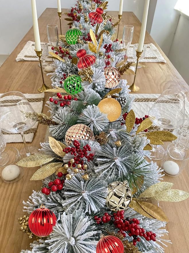 4" Christmas Ball Ornaments Set 12PCS Large Shatterproof Plastic Ornaments Christmas Tree Ball Hanging Ornaments for Xmas Tree Wedding Party Holiday Decorations - Red, Green, Gold