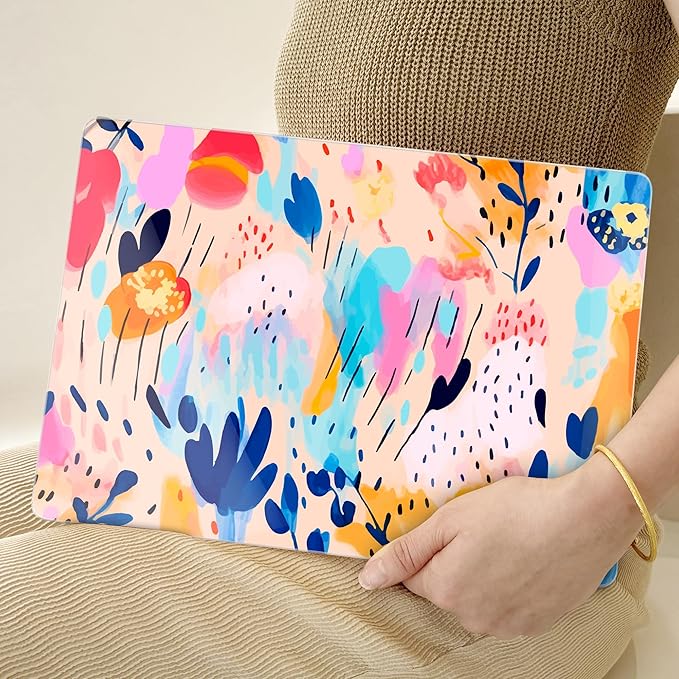 TWOLSKOO Compatible with MacBook Pro 13 inch Case 2023-2016 A2338 M2/M1 A2251 A2289 A2159 A1989 A1706, Plastic Hard Shell Cover & Keyboard Skin & Screen Protector, Bright Abstract Florals