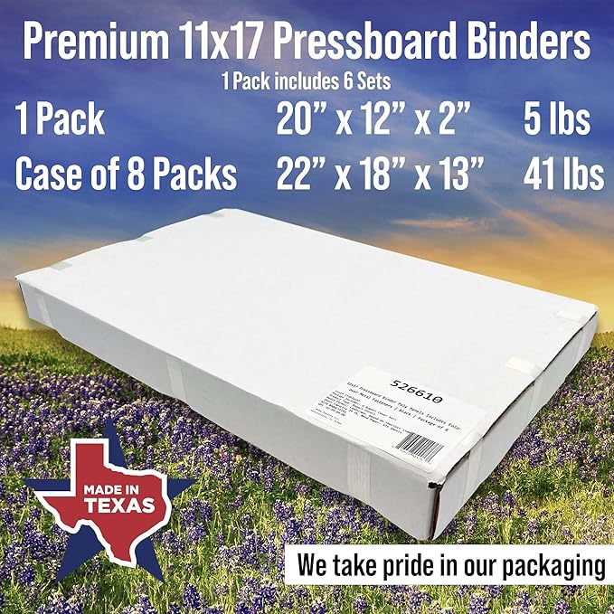 11x17 Report Cover Pressboard Binder Poly Panels Includes Fold-Over Metal Fasteners Yellow Package of 6