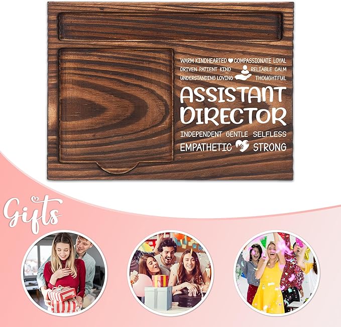 Assistant Director Appreciation Gifts, Thank You Gift for Assistant Director, Operations Office Coworkers Staff Appreciation Gifts, Sticky Note Holder Wooden Notepad & Pen Holder 6.5" x 4.7" - FTA295