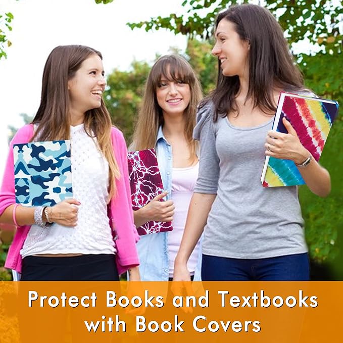 7 Pack Jumbo Feela Stretchable Fabric Book Covers, Washable Durable Reusable Nylon Covers for Hardcover Textbooks Notebooks up to 9'x11'