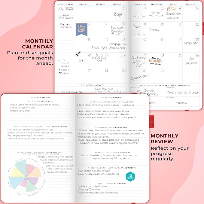 Clever Fox Planner Schedule – Undated Weekly & Monthly Life Planner with Time Slots, Appointment Book & Daily Organizer, A5 (Red)