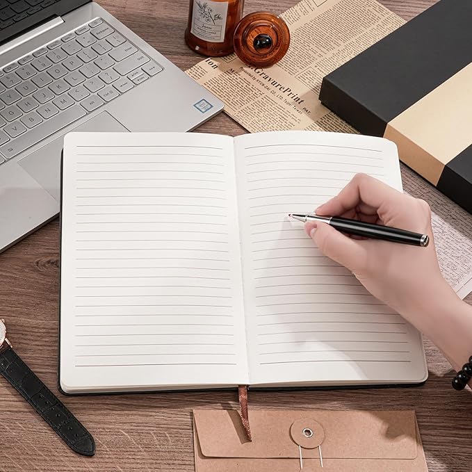 Lined Notebook Journal for Women Men 320 Pages A5 Hardcover Leather with Pen Holder College Ruled Journals for Work Note Taking Travel School Pink