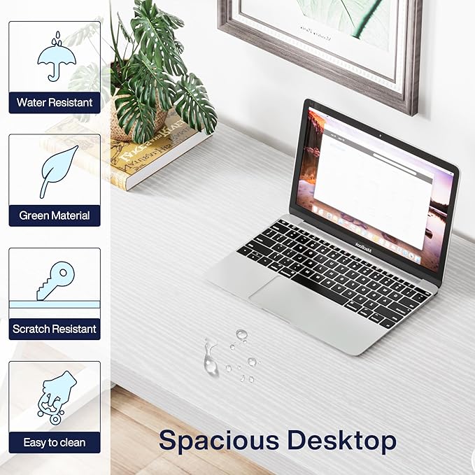 Tribesigns Writing Computer Desk, 55 inch Heavy Duty Study Desk with Z-Shaped Metal Leg, Modern Simple Home Office Computer Desk, White