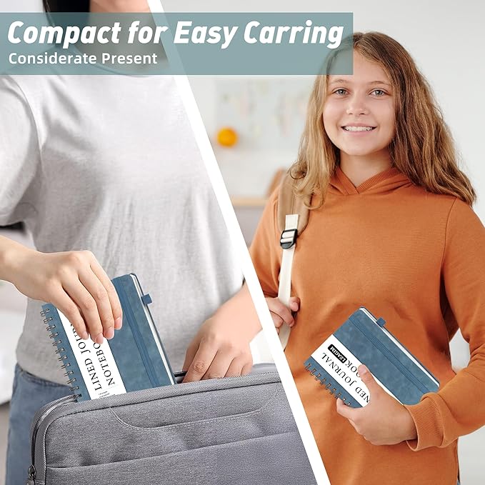 Lined Spiral Journal Notebook for Women & Men, College Ruled Hardcover Notebook for Work & Note Taking, Journals for Writing, 100 GSM, Business, School, 140 Pages, A5(5.8"x8.5") - Green