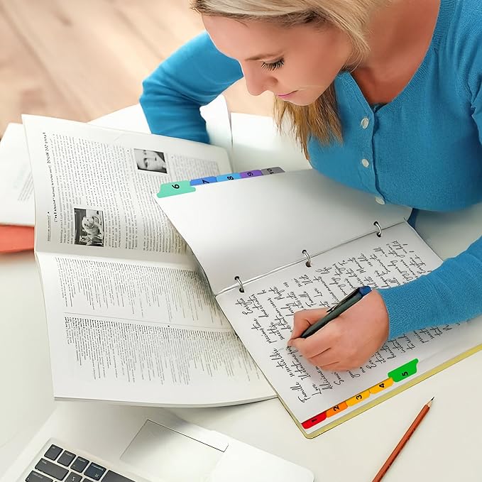 Tab Dividers for 3 Ring Binders – 6 Sets, 1–10 Numbered Index Dividers with Table of Contents – 8.5 x 11 in, 3-Hole Punched – Binder Dividers for School, Office, Filing, Organizing - 6 Pack