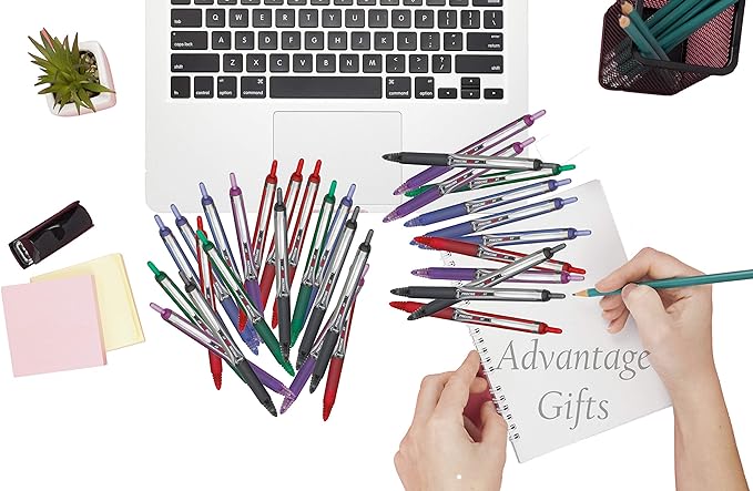 Precise V5 RT Retractable Rolling Ball Pens, Extra Fine Point (.5mm), Red Ink, 7-pk; Premium Comfort Grip, Bundle with Plastic Reusable Pouch