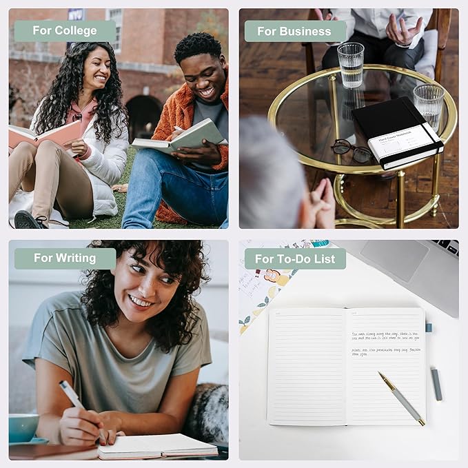 CAGIE Lined Journal Notebook, 320 Pages College Ruled Notebook, 100 Gsm Paper Thick Journal, B5 Hardcover Leather Journals for Writing Women Men, 7.6x10In, Green