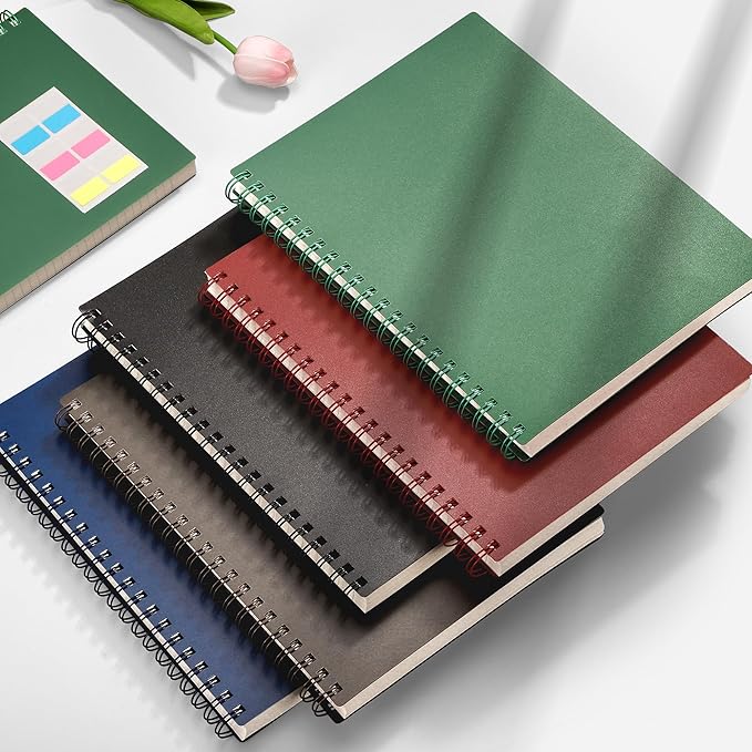 AHGXG Spiral Notebook College Ruled - Spiral Journal A5 Smal Notebooks for Work, 100GSM Thick Paper, Plastic Hardcover, for Office School Writing Notes,5.7" x 8.3", Bule