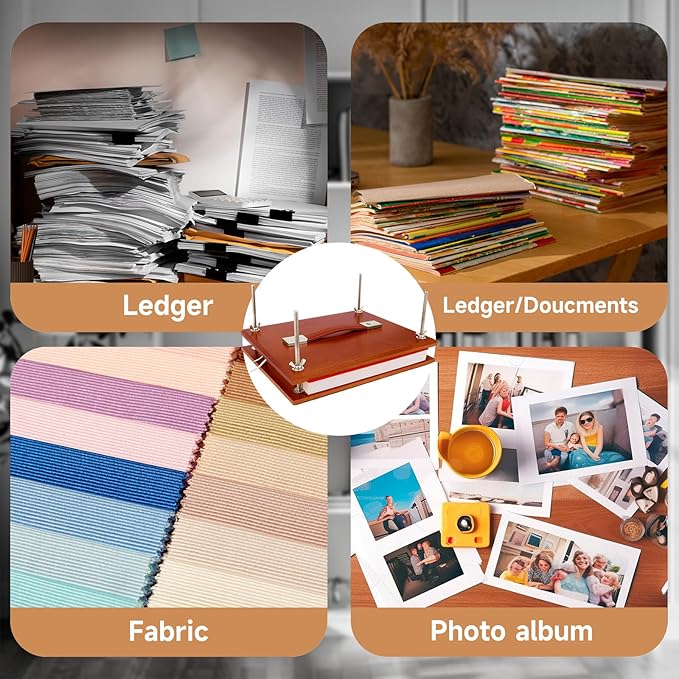 GeryVtee Wooden Book Press 9.8x7.87 inch Large Bookbinding Press Portable Binding Machine with Handle Easy Assemble Books Binding Tools for Craft Enthusiasts (Brown)