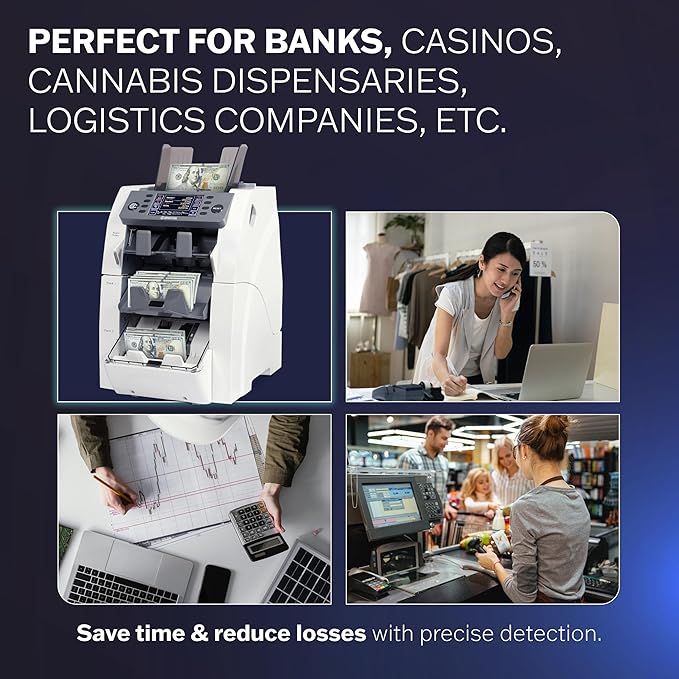 Bank Grade Mixed Denomination Bill Counter and Sorter CR2500 with Printer - Full Spectrum Counterfeit Detection PC Suite 2 Year Warranty (CR2500)