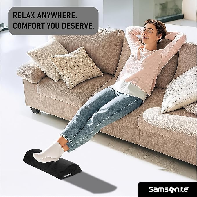 Samsonite Foot Rest for Under Desk at Work – Ergonomic Foot Stool for Couch – Versatile Under Desk Footrest for Office & Home, Foot Support Underdesk